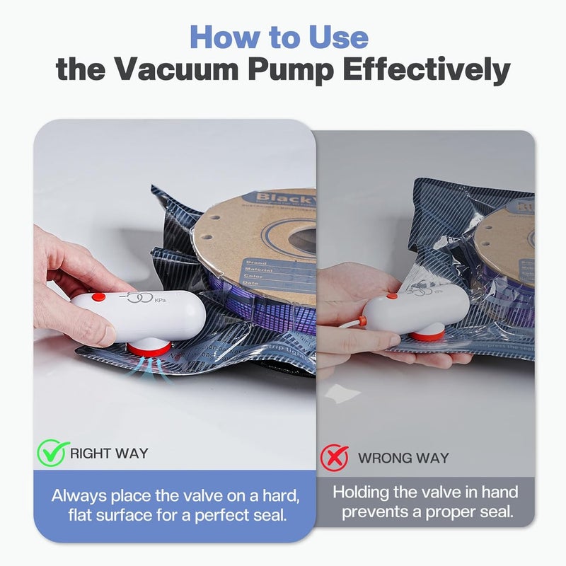 Vacbird 30pcs Filament Storage Bags Light-Proof Vacuum Storage Kit with USB Pump, 3D Printer Filament Vacuum Sealed Bags for Keeping Dry, Plus Size 32X34cm - Image 4
